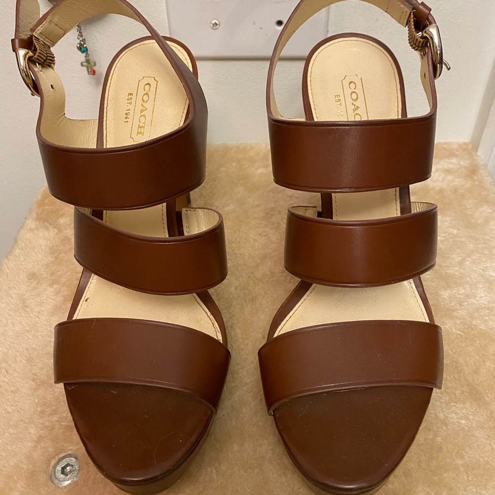 Coach Monogram brown heels sandals 8